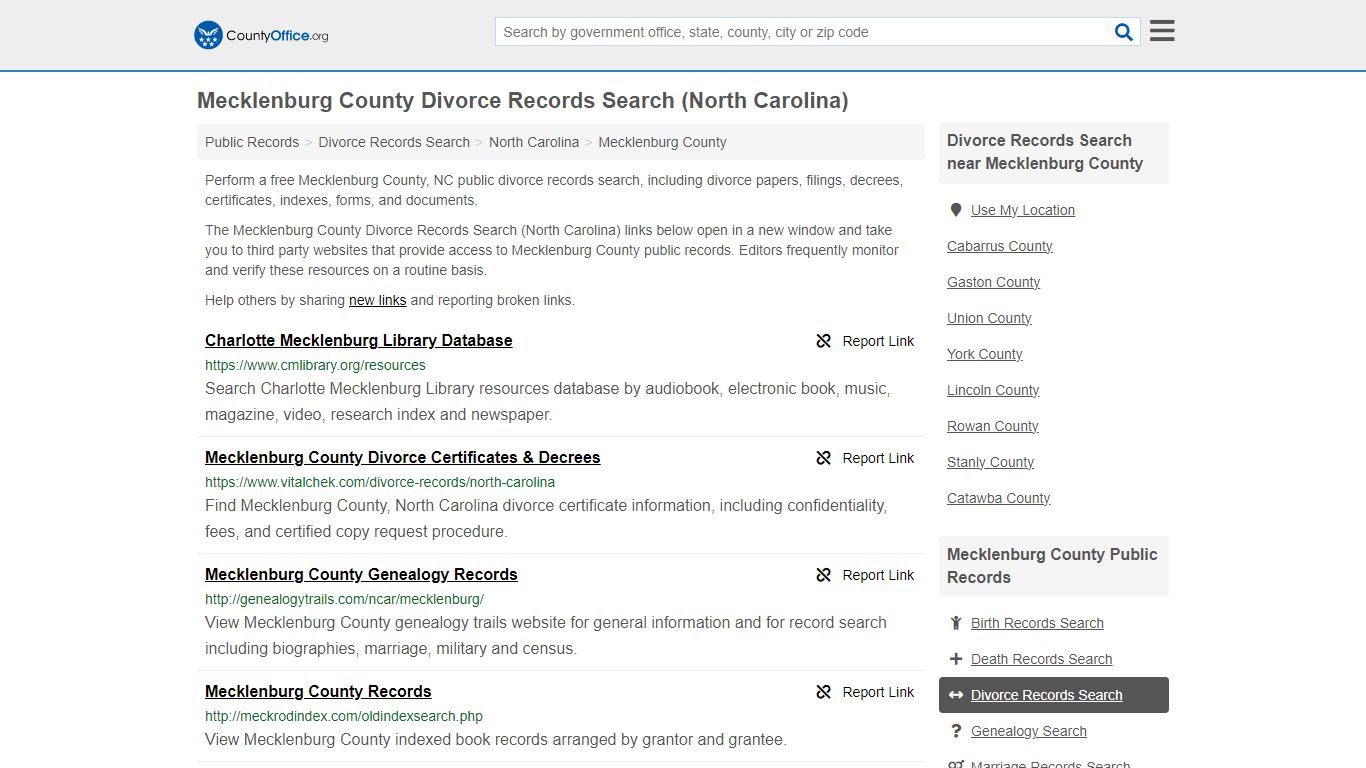Divorce Records Search - Mecklenburg County, NC (Divorce Certificates ...